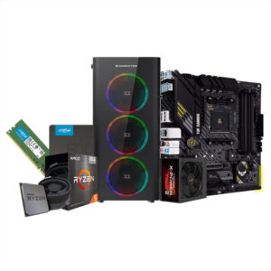 AMD Ryzen 5 5600G Tray + Fan – ASUS TUF GAMING B450M-PRO S – Crucial 8GB DDR4 3200MHz – Crucial BX500 240GB SSD – Xigmatek Diamond + 4 * Fixed Rainbow Fans – Xigmatek X-POWER 600W 80+ PSU