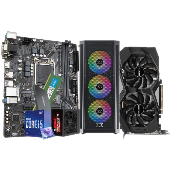 Intel Core i5-10400F - GIGABYTE GeForce GTX 1660 OC Bundle - GIGABYTE H410M S2H V3 - Crucial 16GB DDR4 2666MHz - Dahua C800A 240GB 2.5” SSD - Xigmatek Master X Rainbow RGB Fans - Xigmatek X-POWER 600W 80+ PSU